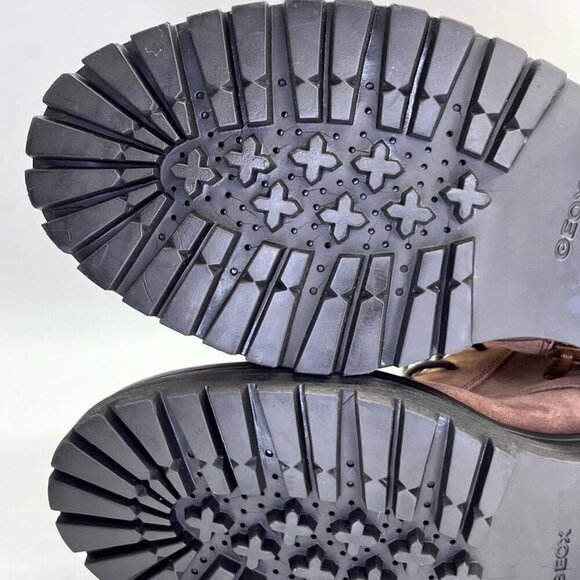 GEOX Respira Iridea Lace-Up Ankle Boots Size 39 EU US 9 Brown Suede Zip Side - Picture 12 of 15